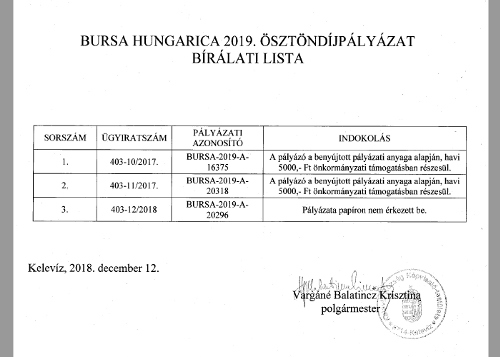 bursa 2019 biralati lista